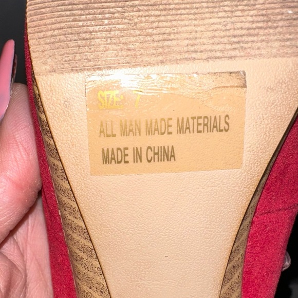 Red Suede Slingback Heels - Picture 6 of 7